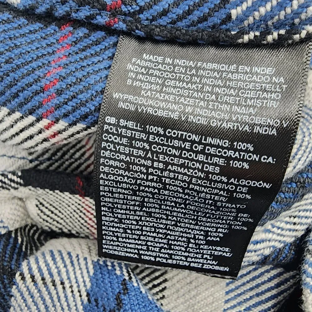 The North Face Flannel‎ Men's Medium Twill Plaid Button Up Blue NWT
